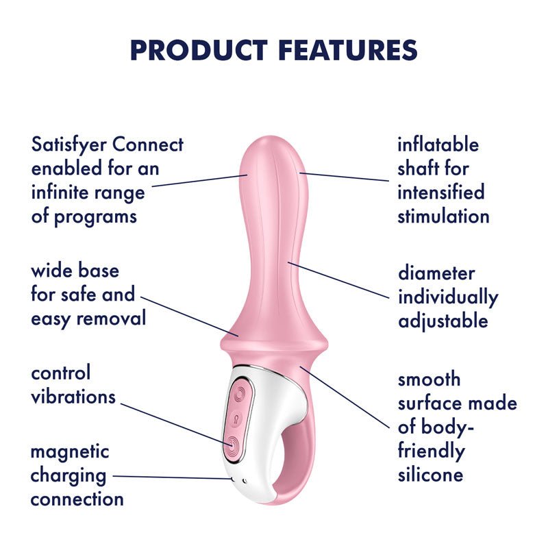 Satisfyer Air Pump Booty 5 - Pink USB Rechargeable Inflatable Anal Vibrator with App Control