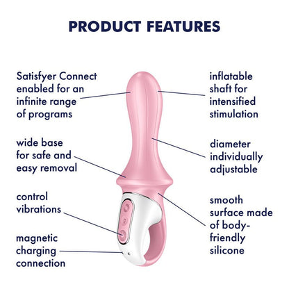 Satisfyer Air Pump Booty 5 - Pink USB Rechargeable Inflatable Anal Vibrator with App Control