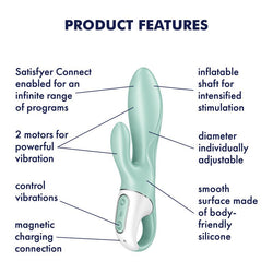 Satisfyer Air Pump Bunny 5 - Mint USB Rechargeable Inflatable Rabbit Vibrator with App Control