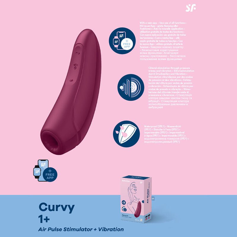 Satisfyer Curvy 1+ Red App Contolled Touch-Free USB-Rechargeable Clitoral Stimulator with Vibration