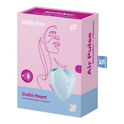 Satisfyer Cutie Heart - Blue - Blue USB Rechargeable Air Pulsation Stimulator with Vibration