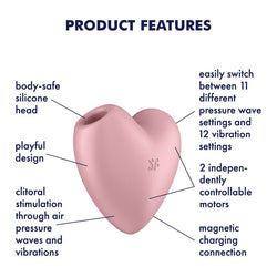 Satisfyer Cutie Heart - Light Red - Light Red USB Rechargeable Air Pulsation Stimulator with Vibration