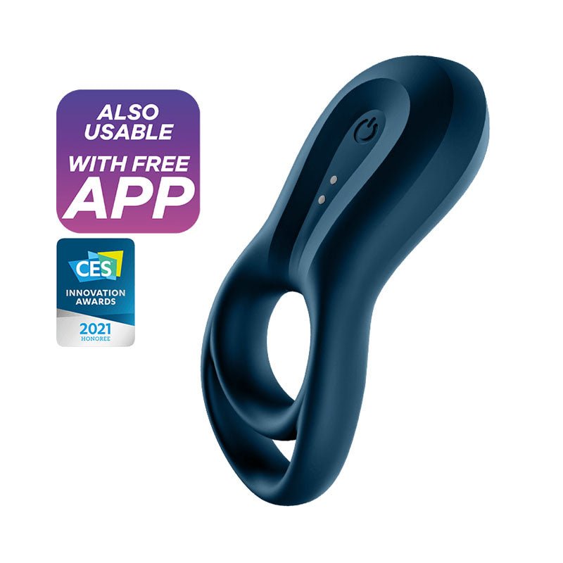 Satisfyer Epic Duo - Navy Blue USB Rechargeable Cock & Balls Ring with App Control