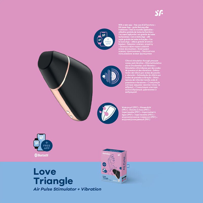 Satisfyer Love Triangle - Black App Contolled Touch-Free USB-Rechargeable Clitoral Stimulator with Vibration
