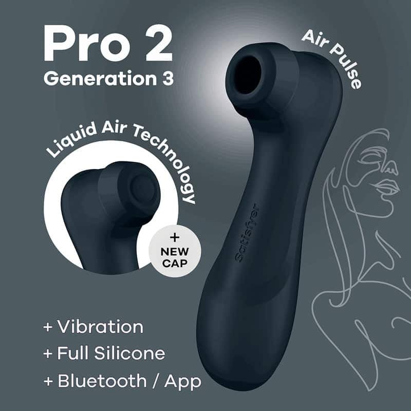 Satisfyer Pro 2 Generation 3 with App Control - Dark Grey Touch - Free USB - Rechargeable Clitoral Stimulator