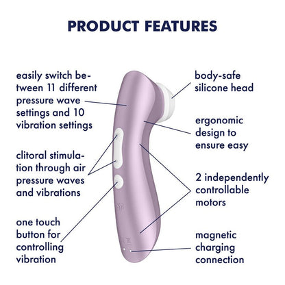 Satisfyer Pro 2+ Purple Touch - Free USB - Rechargeable Clitoral Stimulator