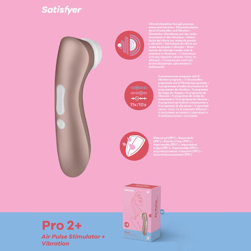 Satisfyer Pro 2+ - Touch-Free USB-Rechargeable Clitoral Stimulator with Vibration