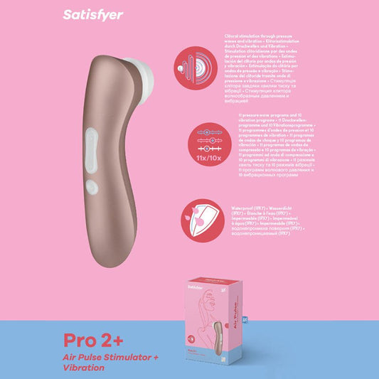 Satisfyer Pro 2+ - Touch - Free USB - Rechargeable Clitoral Stimulator with Vibration