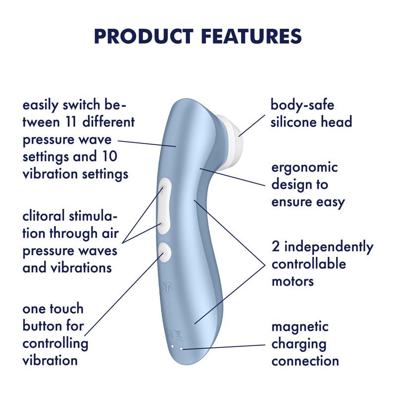 Satisfyer Pro 2+Blue Touch-Free USB-Rechargeable Clitoral Stimulator