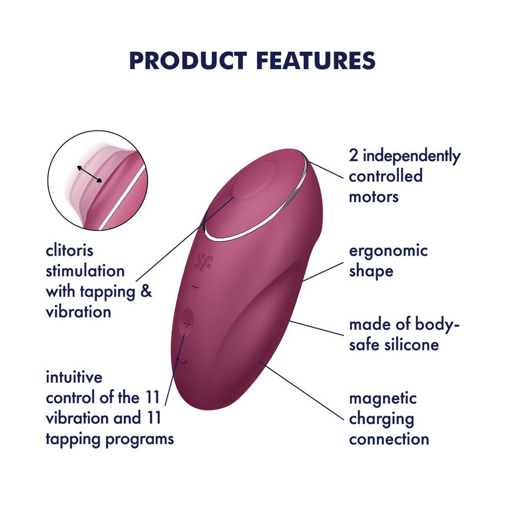 Satisfyer Tap & Climax 1 - Red USB Rechargeable Pulsing Stimulator