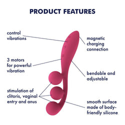 Satisfyer Tri Ball 1 - Red USB Rechargeable 3 - Motor Vibrator