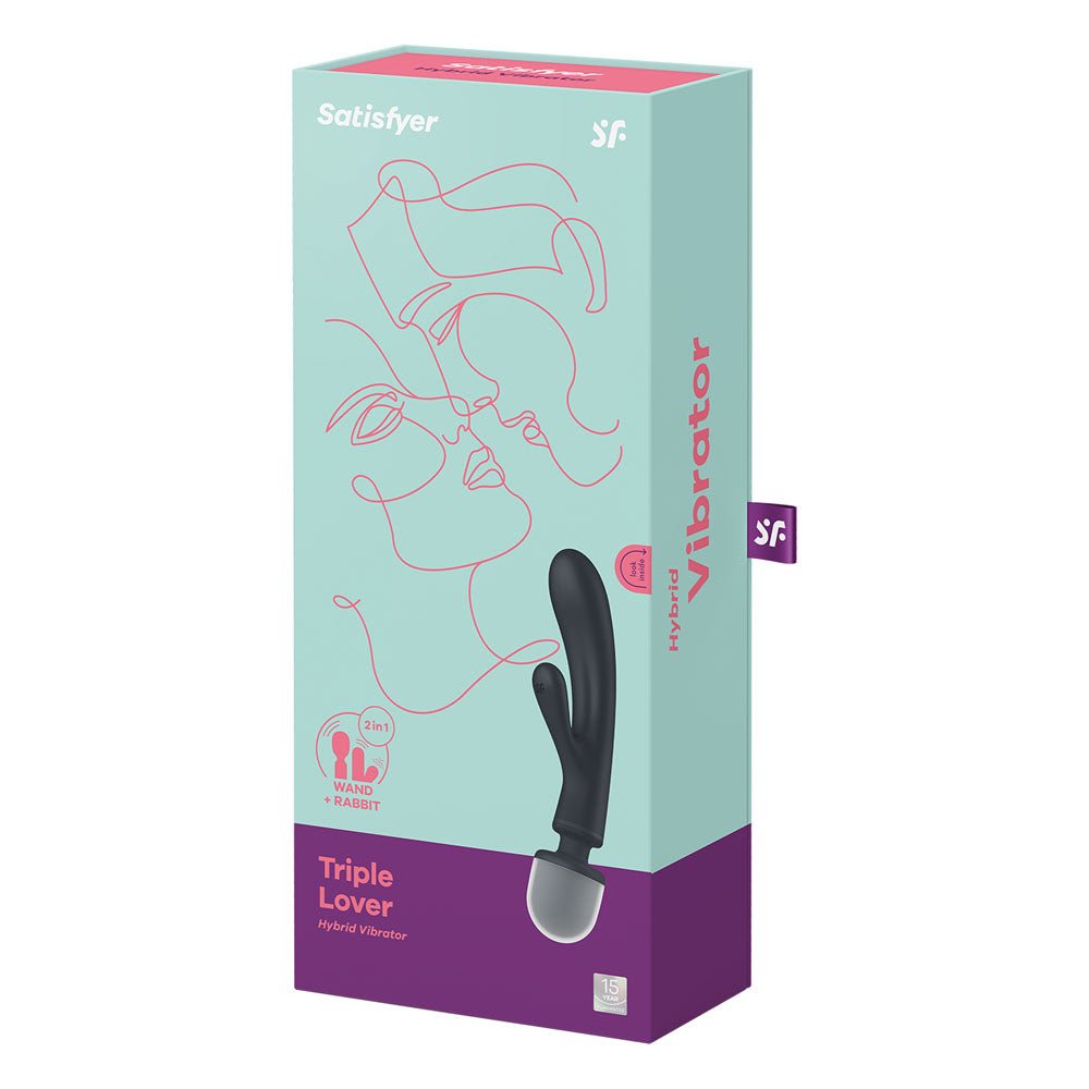 Satisfyer Triple Lover - Grey USB Rechargeable Rabbit Vibrator and Massage Wand