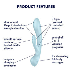 Satisfyer Triple Oh - Light Blue USB Rechargeable Rabbit Vibrator