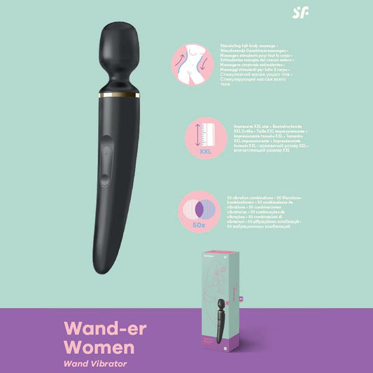 Satisfyer Wand - er Woman - Black USB Rechargeable Massager Wand