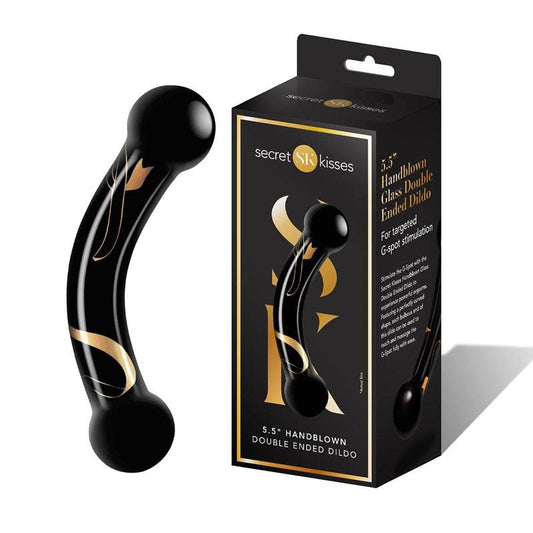 Secret Kisses 5.5'' Handblown Double Ended Dildo Black