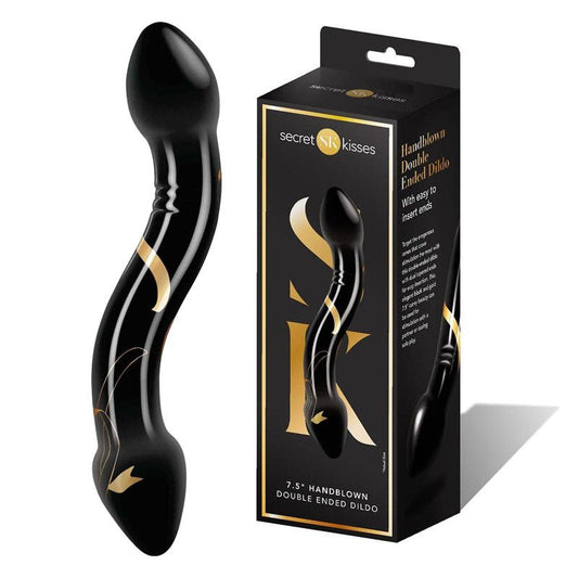 Secret Kisses 7.5'' Handblown Double Ended Dildo Black