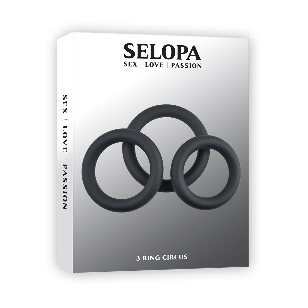 Selopa 3 RING CIRCUS Black Cock Rings - Set of 3 Sizes