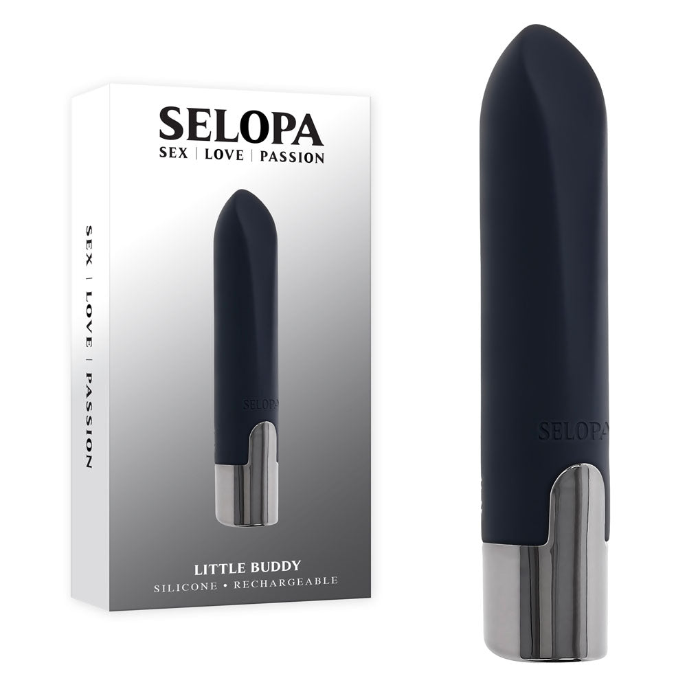 Selopa LITTLE BUDDY Black 11.1 cm USB Rechargeable Vibrating Bullet