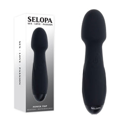 Selopa POWER TRIP Black 18.8 cm USB Rechargeable Massage Wand