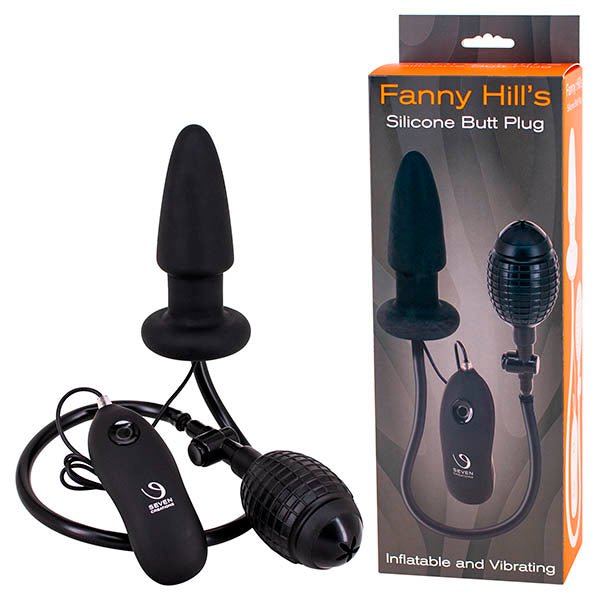 Seven Creations Fanny Hills - Black Silicone Inflatable & Vibrating Butt Plug