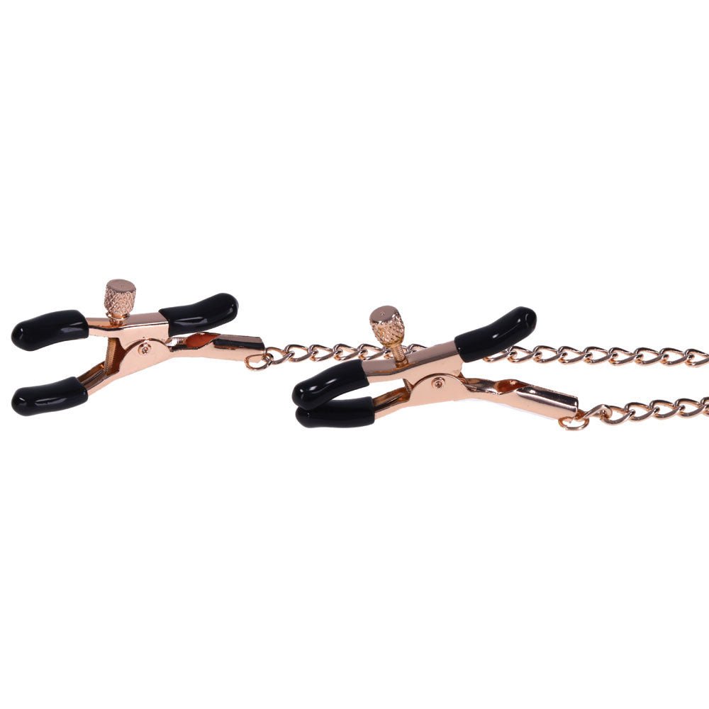 Sex & Mischief Brat Charmed Nipple Clamps Rose Gold with 45 cm Chain