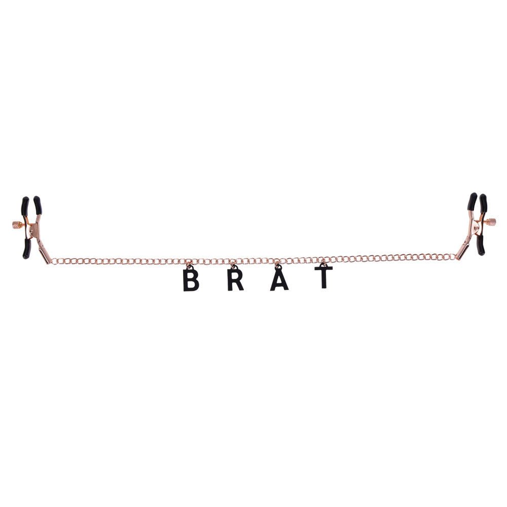 Sex & Mischief Brat Charmed Nipple Clamps Rose Gold with 45 cm Chain