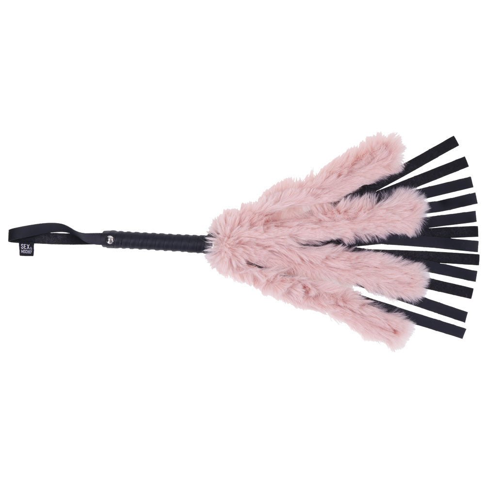 Sex & Mischief Brat Faux Fur Flogger Black/Pink 50 cm Whip