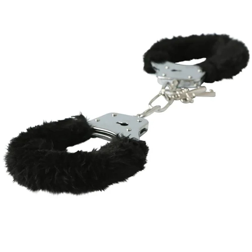 Sex & Mischief Furry Handcuffs - Black