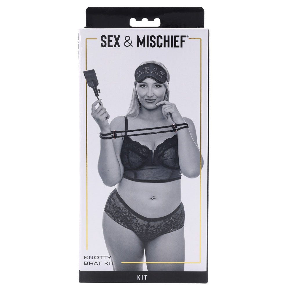 Sex & Mischief Knotty Brat Kit Black Bondage Kit - 3 Piece Set