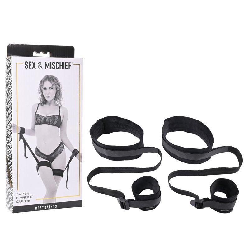 Sex & Mischief Thigh & Wrist Cuffs Black Restraints