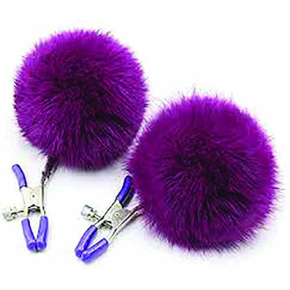 Sexy AF - Clamp Couture Purple Puff Balls - Purple Puff Balls Nipple Clamps