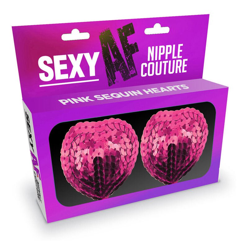 Sexy AF - Nipple Couture Pink Hearts - Sequin Reuseable Nipple Pasties