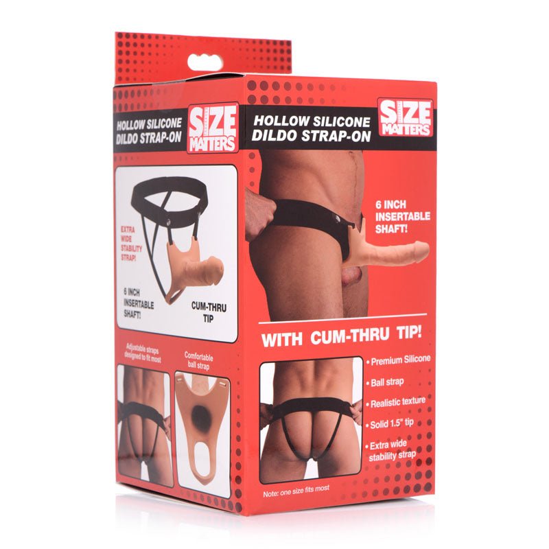 Size Matters Silicone Dildo Strap - On - Flesh 15.2 cm Hollow Strap - On