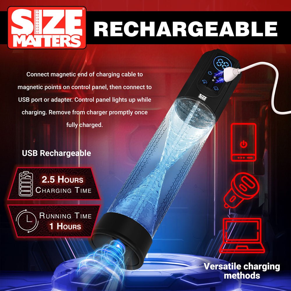 Size Matters Sucking Penis Pump Clear USB Rechargeable