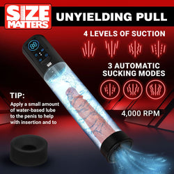 Size Matters Sucking Penis Pump Clear USB Rechargeable