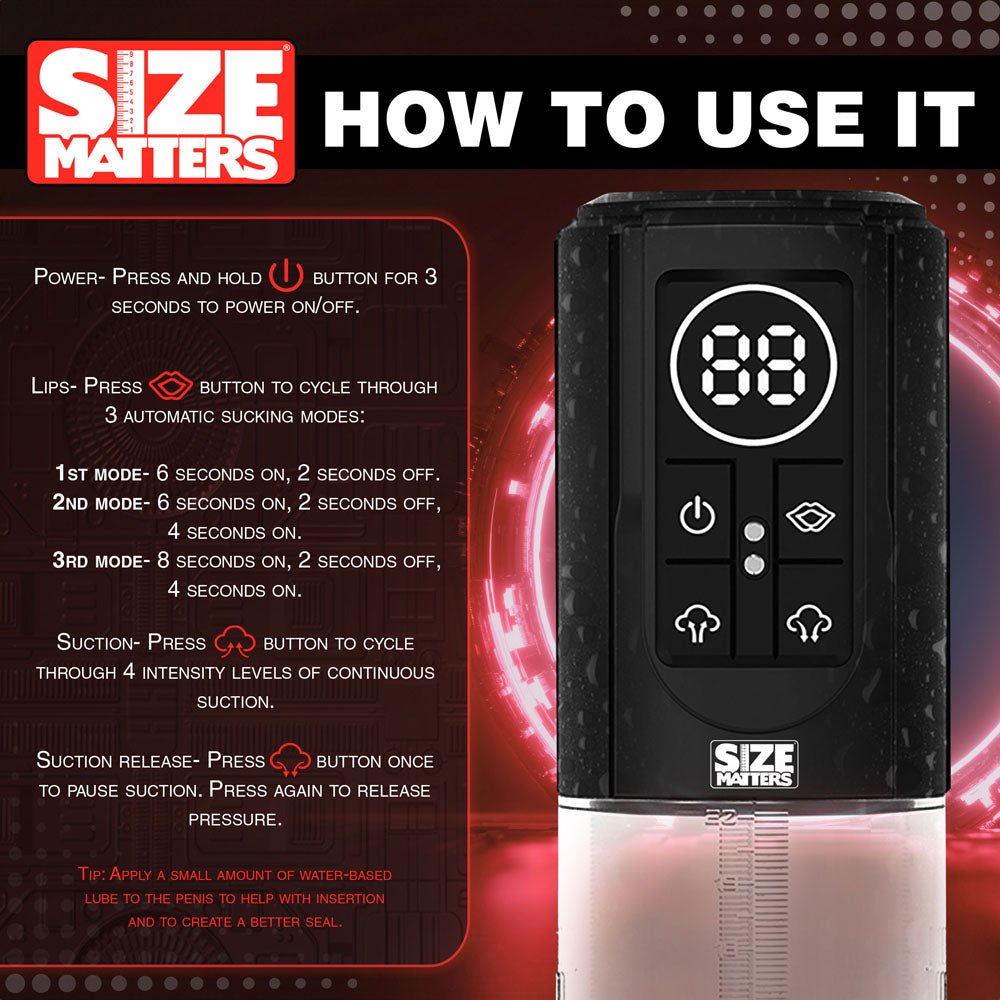 Size Matters Sucking Penis Pump Clear USB Rechargeable