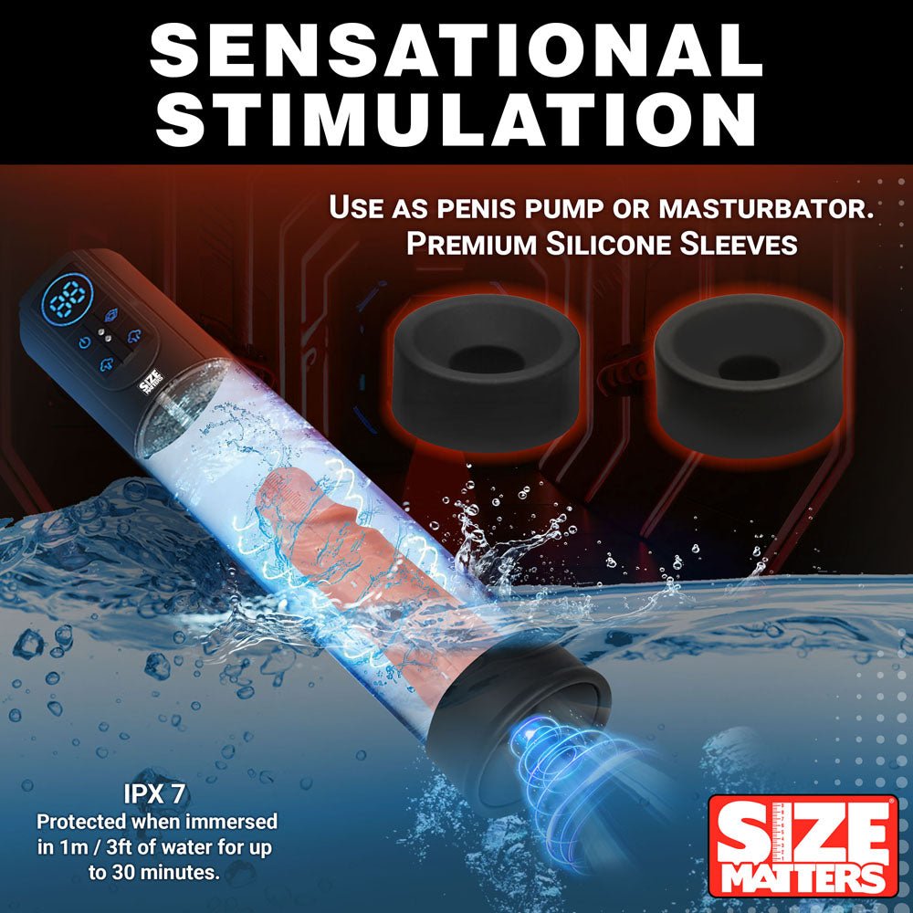 Size Matters Sucking Penis Pump Clear USB Rechargeable