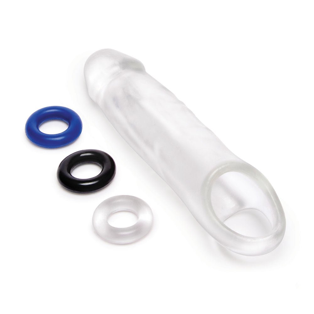 Size Up 1 Inch See-Thru Penis Extender with Ball Loop Clear 2.5 cm