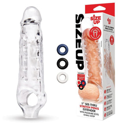 Size Up 1 Inch See-Thru Stretch Penis Extender Clear 2.5 cm