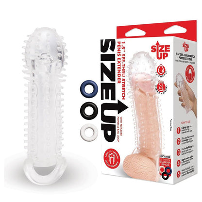 Size Up 1.5 Inch See - Thru Stretch Penis Extender Clear 3.8 cm