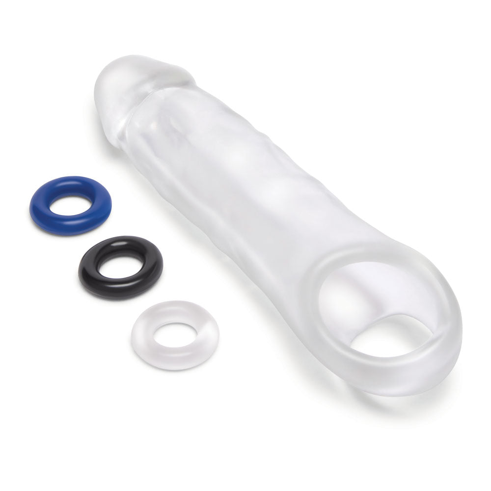 Size Up 2 Inch See-Thru Penis Extender with Ball Loop Clear 5 cm