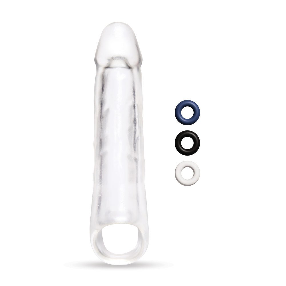 Size Up 3 Inch See - Thru Penis Extender with Ball Loop Clear 7.6 cm