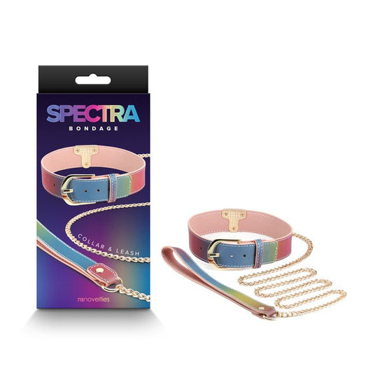 Spectra Bondage Collar & Leash - Rainbow - Rainbow Restraint