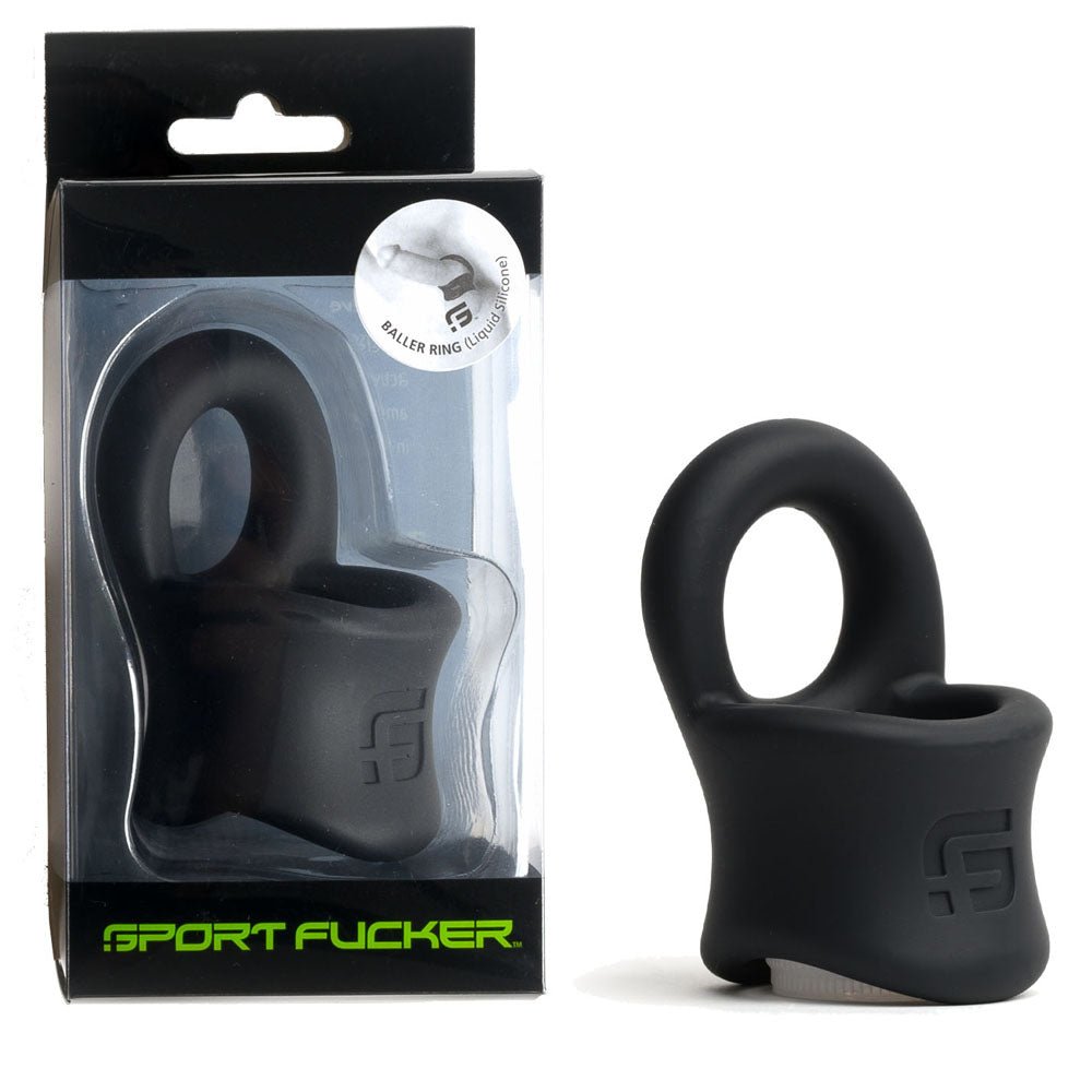 Sport Fucker Baller Ring Black Liquid Silicone Cock Ring with Ball Stretcher