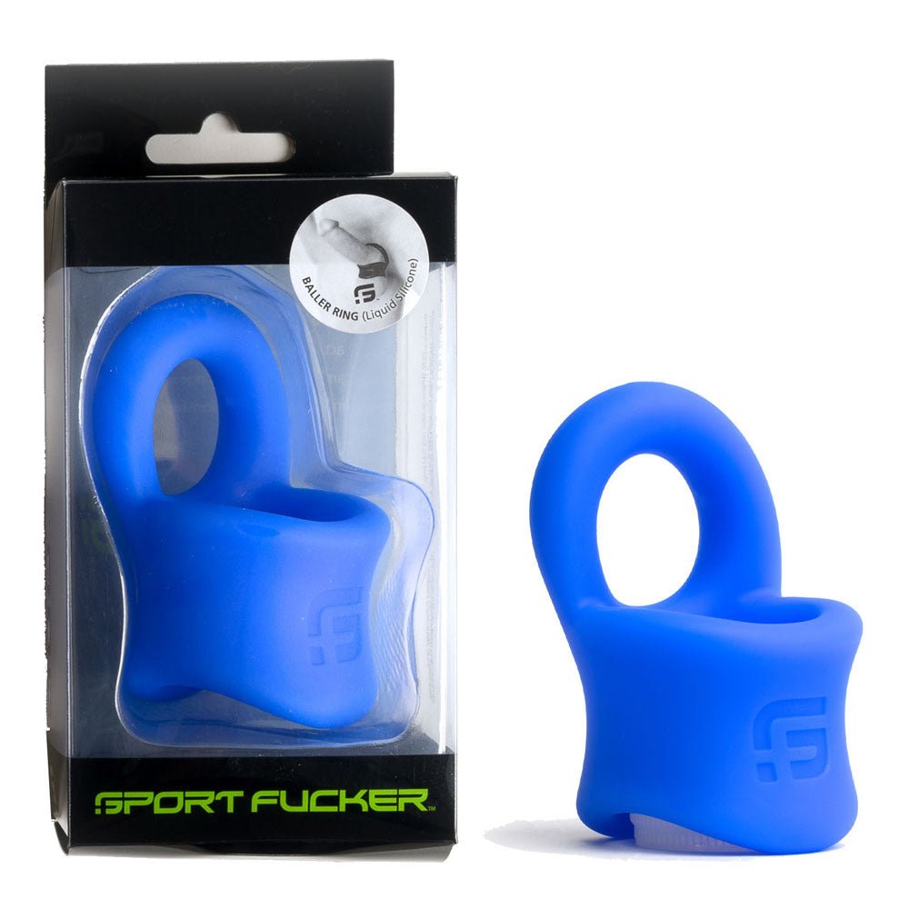 Sport Fucker Baller Ring Blue Liquid Silicone Cock Ring with Ball Stretcher