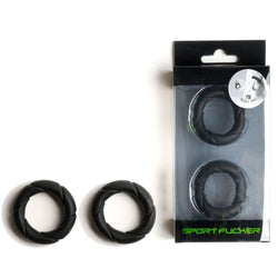 Sport Fucker Ready Rings Black Cock Rings - 2 Pack