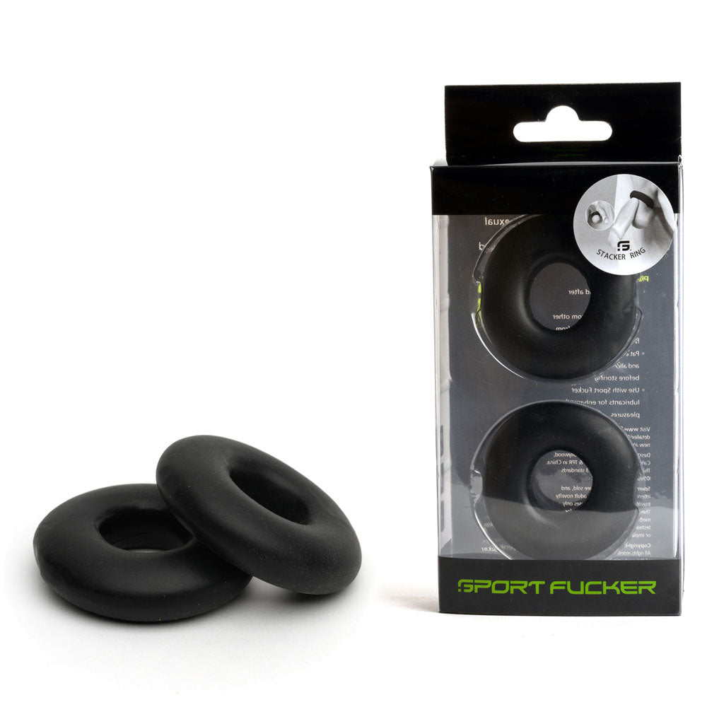 Sport Fucker Stacker Rings Black Cock Rings - 2 Pack