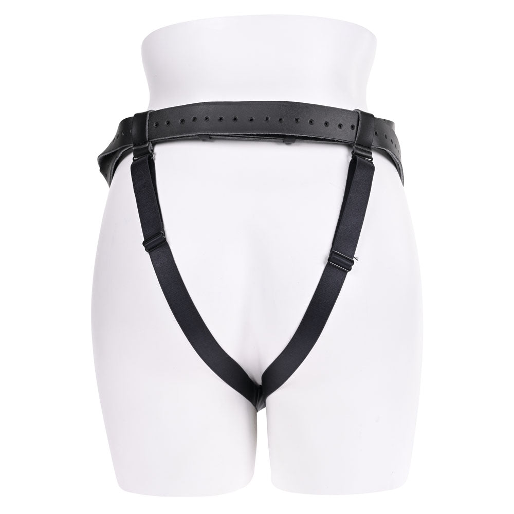 SPORTSHEETS Aurora High Waisted Strap On Harness Black Adjustable (no probe)