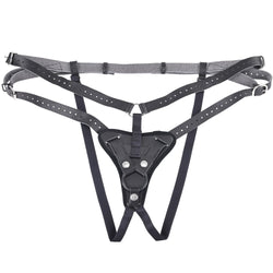 SPORTSHEETS Aurora High Waisted Strap On Harness Black Adjustable (no probe)