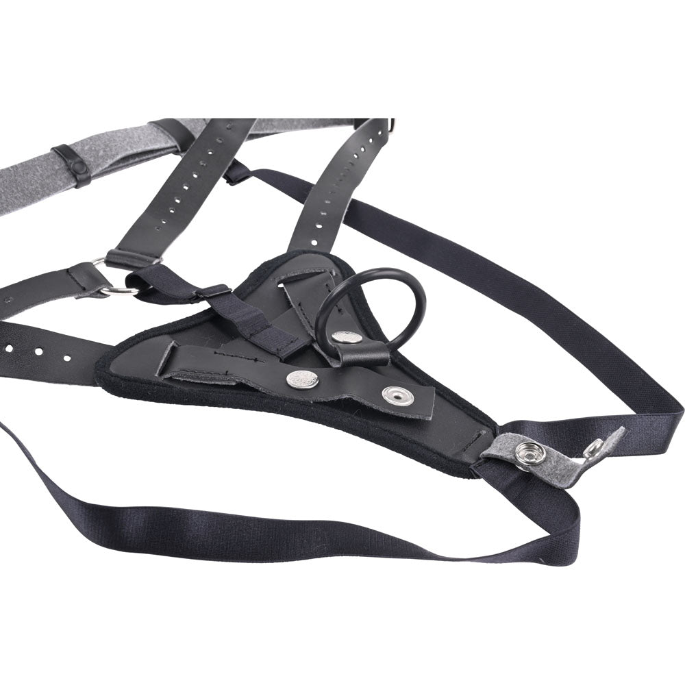 SPORTSHEETS Aurora High Waisted Strap On Harness Black Adjustable (no probe)